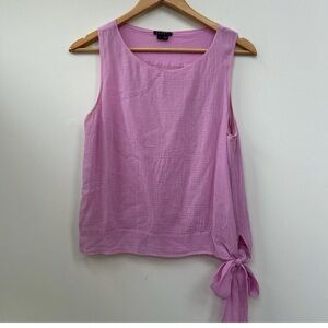 Theory silk blend Pink tie front top summer flowy, lightweight gauze. Size: L